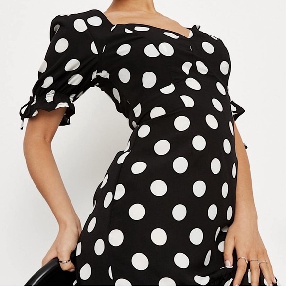MISSGUIDED Petite Polka Dot Puff Sleeve Mini Dress US 4/S - Picture 8 of 8